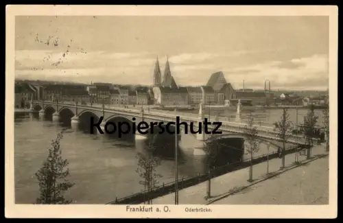 ALTE POSTKARTE FRANKFURT AN DER ODER 1914 ODERBRÜCKE STRASSENBAHN Tram Tramway Ansichtskarte AK cpa postcard