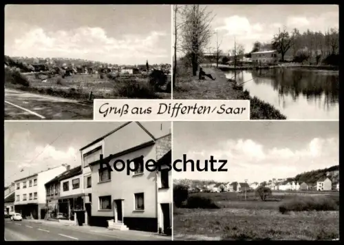 ÄLTERE POSTKARTE GRUSS AUS DIFFERTEN SAAR WADGASSEN KREIS SAARLOUIS cpa postcard Ansichtskarte AK