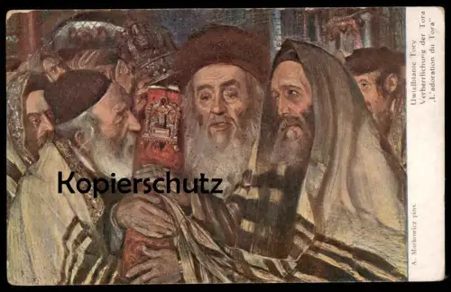 ALTE POSTKARTE VERHERRLICHUNG DER TORA UWIELBIANIE TORY L'adoration du Tora Juden Judaika Judaica Jew Jewish Markowicz