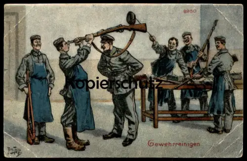 ALTE POSTKARTE GEWEHRREINIGEN ARTHUR THIELE Humor humour Soldat Soldaten Soldiers Soldier Militair military militaire AK