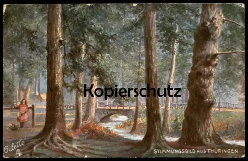 ALTE POSTKARTE STIMMUNGSBILD AUS THÜRINGEN FRIEDRICHRODA PARTIE BEI REINHARDSBRUNN RAPHAEL TUCK'S OILETTE No. 190 B