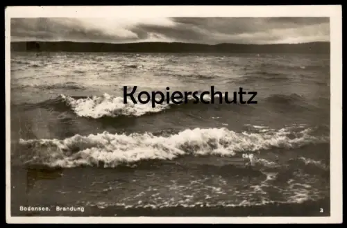 ALTE POSTKARTE BRANDUNG AM BODENSEE STEMPEL KONSTANZ 29.10.1928 Wolken Wellen waves ondulation nuages moutons clouds