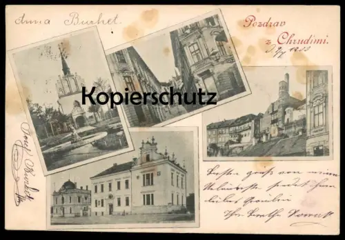 ALTE POSTKARTE POZDRAV Z CHRUDIMI 1900 GRUSS AUS CHRUDIM bei Jenisovice Jenschowitz Tschechien Czech Tchéquie postcard