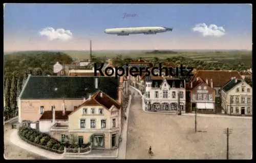 ALTE POSTKARTE JEVER PANORAMA MIT ZEPPELIN LUFTSCHIFF 1916 airship dirigible dirigeable Ansichtskarte postcard cpa