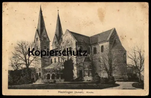 ALTE POSTKARTE HECKLINGEN ANHALT KIRCHE 1931 bei Stassfurt Bernburg church église Ansichtskarte AK cpa postcard