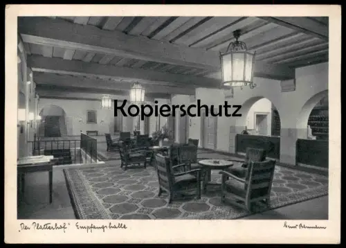 ALTE POSTKARTE DER PLATTERHOF OBERSALZBERG ÜBER BERCHTESGADEN EMPFANGSHALLE 1944 Hans Brandner postcard AK Ansichtskarte