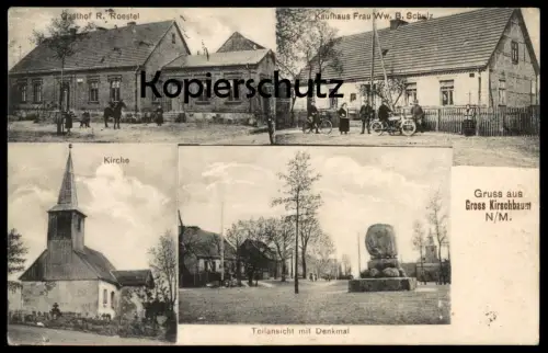 ALTE POSTKARTE GRUSS AUS GROSS KIRSCHBAUM Motorrad motorbike moto Jemiolow Lagow Petersdorf Lebus Oststernberg Neumark