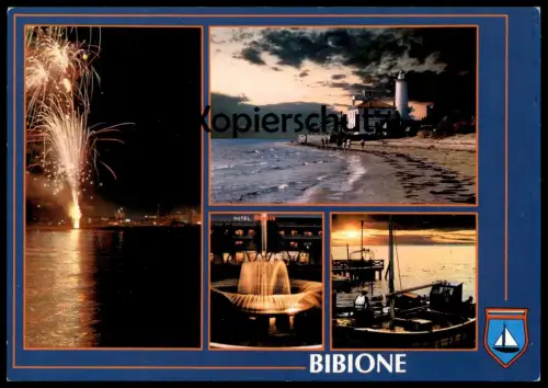POSTKARTE SAN MICHELE AL TAGLIAMENTO BIBIONE FEUERWERK FIREWORKS feu d'artifice Nacht night Leuchtturm lighthouse fare