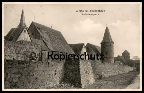 ALTE POSTKARTE WOLFRAMS-ESCHENBACH STADTMAUERPARTIE 1926 Stadtmauer Obereschenbach bei Ansbach city wall rempart cpa AK
