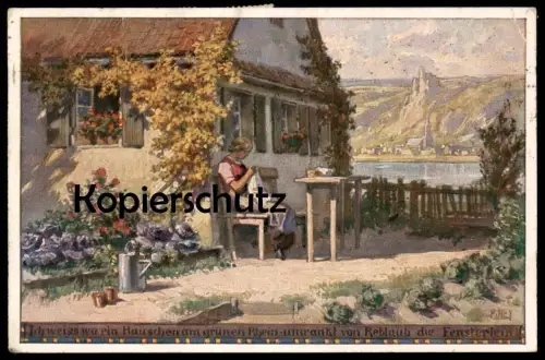 ALTE KÜNSTLER POSTKARTE PAUL HEY LIEDERKARTE Nr. 39 Wein Rhein /Ich weiss wo ein Häuschen../ rhine song postcard chanson