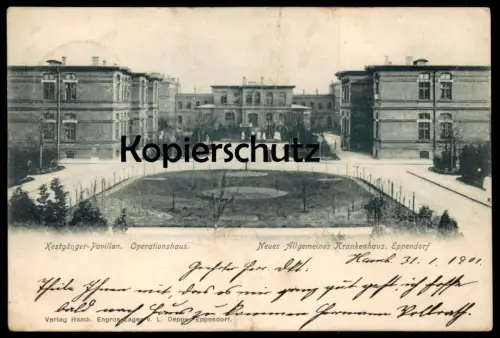 ALTE POSTKARTE HAMBURG EPPENDORF NEUES ALLGEMEINES KRANKENHAUS KOSTGÄNGER PAVILLON OPERATIONSHAUS Hospital Ansichtskarte