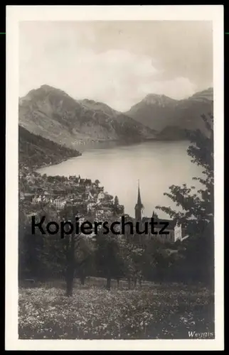 ALTE POSTKARTE WEGGIS KIRCHE PANORAMA TOTAL TOTALE Totalansicht Rigi Kanton Luzern cpa postcard AK Ansichtskarte