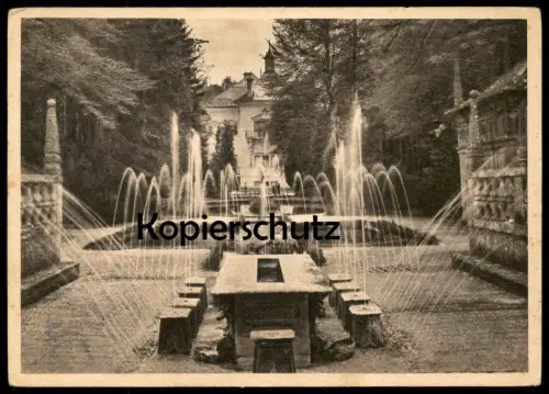 ALTE POSTKARTE SCHLOSS HELLBRUNN BEI SALZBURG FÜRSTENTISCH Lustschloss Springbrunnen fountain fontaine AK cpa postcard