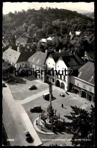 ALTE POSTKARTE PERCHTOLDSDORF MARKTPLATZ Bus Motorrad motorbike moto Niederösterreich AK Ansichtskarte postcard cpa