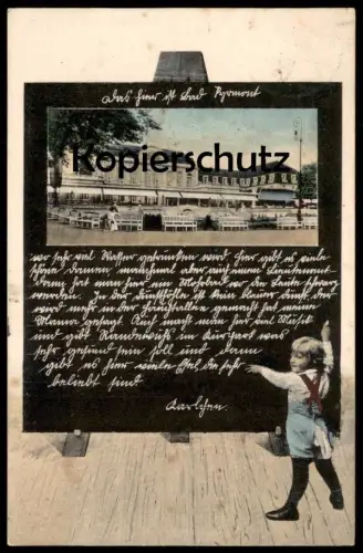 ALTE POSTKARTE DAS HIER IST BAD PYRMONT KARLCHEN SCHULTAFEL STAFFELEI Kind Tafel enfant tableau child humor AK postcard