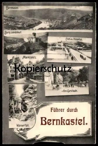ALTE POSTKARTE FÜHRER DURCH BERNKASTEL SYSTEMKARTE Leporello Berncastel Bernkastel-Kues carte à systeme cpa postcard