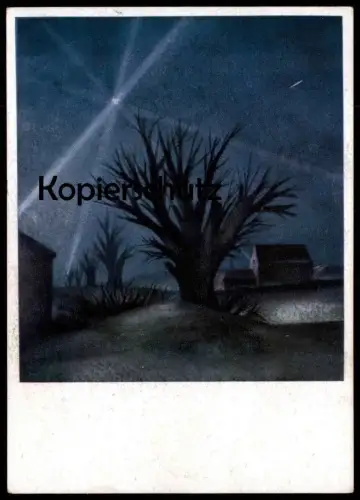 ALTE POSTKARTE NACHTZIELDARSTELLUNG DAS BILD DES KRIEGES AUSSTELLUNG DES LUFTGAUKOMMANDOS VI Berthold Rothmaier 1942