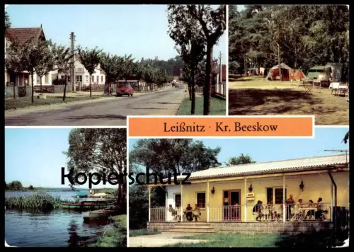 ÄLTERE POSTKARTE LEISSNITZ KREIS BEESKOW DORFSTRASSE ZELTPLATZ AM GLOWER SEE KONSUM Friedland Zelt tent postcard cpa
