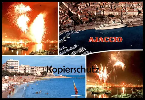 POSTKARTE AJACCIO CORSE DU SUD FEUERWERK FIREWORKS feu d'artifice bei Nacht by night nuit Korsika Corsica cpa postcard