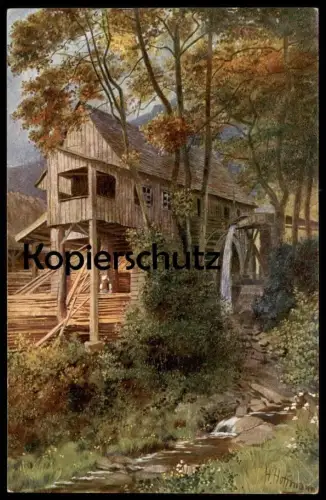 ALTE KÜNSTLER POSTKARTE SIGN. HEINRICH HOFFMANN SÄGEMÜHLE IM SCHWARZWALD Mühle mill moulin Ansichtskarte AK postcard cpa