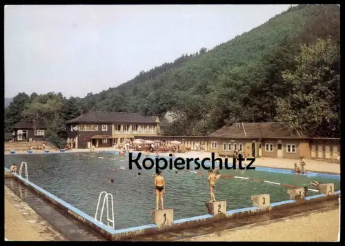 ÄLTERE POSTKARTE LEUTENBERG FREIBAD outdoor swimming pool piscine en plein air Thüringen AK Ansichtskarte cpa postcard