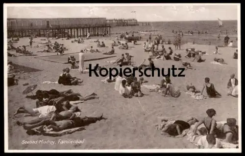 ALTE POSTKARTE MISDROY FAMILIENBAD MIEDZYZDROJE STRAND Bad Bademode bathing suit swimwear Ansichtskarte AK postcard