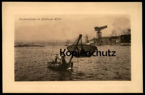 ALTE POSTKARTE HAMBURGER HAFEN WURFNETZFISCHER FISCHER Hamburg pecheur fishing fisher Ansichtskarte AK cpa postcard