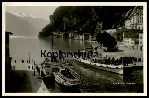 ALTE POSTKARTE RIVA DEL GARDA IL PORTO Schiff Trento ship bateaux navi Dampfer steamship Campari Werbung cpa postcard AK