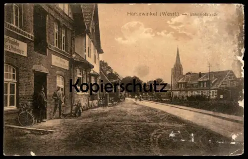 ALTE POSTKARTE HARSEWINKEL WESTFALEN BAHNHOFSTRASSE GASMÜHLE SEPPELFRICKE & VIEHMEYER Ansichtskarte AK postcard cpa