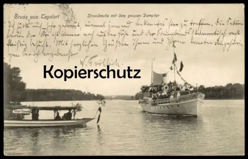 ALTE POSTKARTE GRUSS AUS TEGELORT DAMPFER SOPHIE CHARLOTTE FÄHRE SAATWINKEL Saat-Winkel Berlin Reinickendorf steamship