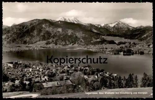 ÄLTERE POSTKARTE TEGERNSEE BAD WIESSEE MIT HIRSCHBERG UND KAMPEN Ansichtskarte AK postcard cpa