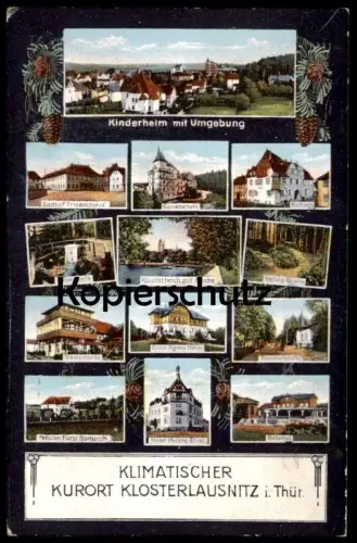 ALTE POSTKARTE KLIMATISCHER KURORT KLOSTERLAUSNITZ BAHNHOF KINDERHEIM WEINSCHENKE gare station Thüringen AK cpa postcard