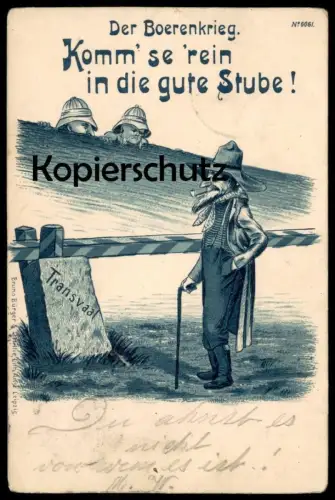 ALTE POSTKARTE BOERE BOERENKRIEG TRANSVAAL Burenkrieg Boerenoorlog Buren frontiere border Humor caricature postcard cpa