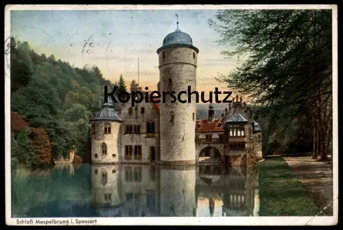 ALTE POSTKARTE SCHLOSS MESPELBRUNN SPESSART 193x Wasserschloss moated castle chateau entouré d'eau AK cpa postcard