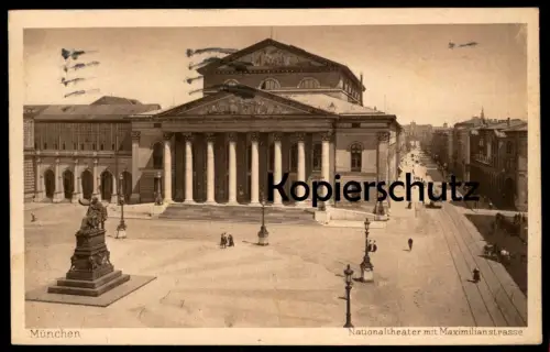 ALTE POSTKARTE MÜNCHEN NATIONALTHEATER MIT MAXIMILIANSTRASSE Theater théatre m. Straßenbahn Tram Tramway cpa postcard