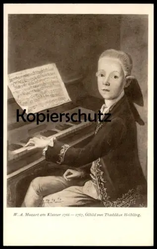 ALTE POSTKARTE WOLFGANG AMADEUS MOZART AM KLAVIER v. Franz Thaddäus Helbling Komponist Dichter musician postcard cpa AK