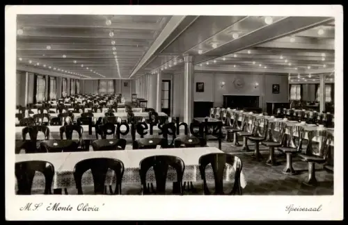 ALTE POSTKARTE DAMPFER M.S. MONTE OLIVIA SPEISESAAL STEAMER SHIP STEAMSHIP SCHIFF AK Ansichtskarte postcard cpa