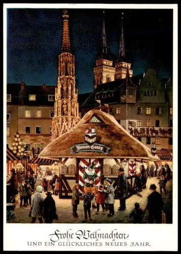 ÄLTERE POSTKARTE WEIHNACHTSMARKT NÜRNBERG Bienenstock Honig Biene Bienen bee abeille beehive hive ruche cpa postcard AK