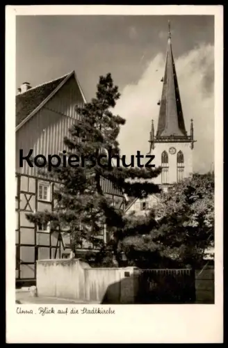 ALTE POSTKARTE UNNA BLICK AUF DIE STADTKIRCHE Kirche church église Baum tree arbre postcard cpa AK Ansichtskarte