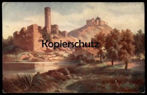 ALTE KÜNSTLER POSTKARTE HUGO ULLIK ZRICENINY RUINE Bezdez bei Dosky Liberec Reichenberg Ansichtskarte AK cpa postcard