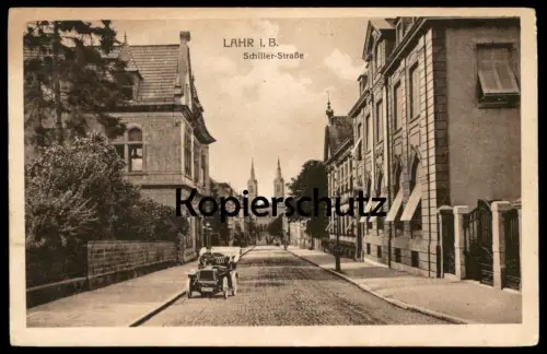 ALTE POSTKARTE LAHR SCHILLER-STRASSE Schillerstrasse Auto old vintage car vieille voiture Ansichtskarte cpa postcard
