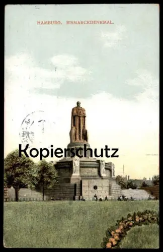 ALTE POSTKARTE HAMBURG BISMARCK-DENKMAL 1909 Bismarckdenkmal monument cpa postcard AK Ansichtskarte