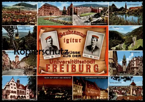 ÄLTERE POSTKARTE FREIBURG GAUDEAMUS IGITUR Universitätsstadt Studentica Studentika postcard cpa AK Ansichtskarte