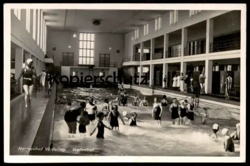 ALTE POSTKARTE NORDERNEY WELLENBAD 1941 Bad swimming pool bath piscine maillot de bain swimsuit Schwimmbad cpa postcard