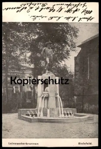 ALTE POSTKARTE BIELEFELD LEINEWEBERBRUNNEN 1909 Brunnen fountain fontaine monument AK Ansichtskarte postcard cpa