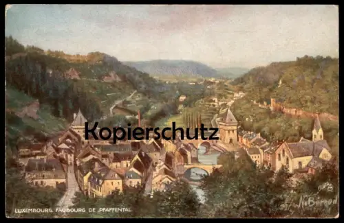 ALTE POSTKARTE LUXEMBOURG FAUBOURG DE PFAFFENTAL OILETTE SIGN. N. BERNAUD Luxemburg Primus AK Ansichtskarte cpa postcard