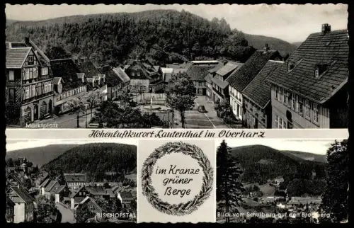 ÄLTERE POSTKARTE LAUTENTHAL Langelsheim Oberharz Harz Marktplatz Bischofstal Volkswagen VW Käfer Schulberg cpa postcard