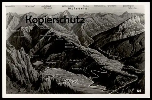 ÄLTERE POSTKARTE LANDKARTE WALSERTAL RIEZLERN HIRSCHEGG MITTELBERG OBERSTDORF REUTE KORNAU WASACH map carte géographique