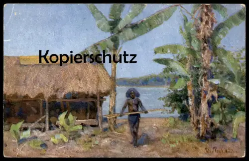 ALTE KÜNSTLER POSTKARTE PAPUA-NEUGUINEA SIGN. PETER PAUL MÜLLER Indigene Native cpa postcard AK colony colonie Kolonie