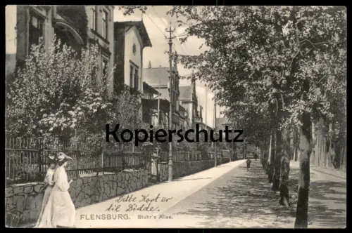 ALTE POSTKARTE FLENSBURG STUHR'S ALLEE Stuhrsallee Stuhr Hut hat chapeau women femme cpa postcard AK Ansichtskarte